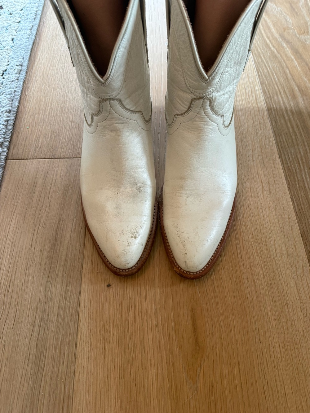 Tecovas Cream Leather Western Ankle Boots - Picture 4 of 6